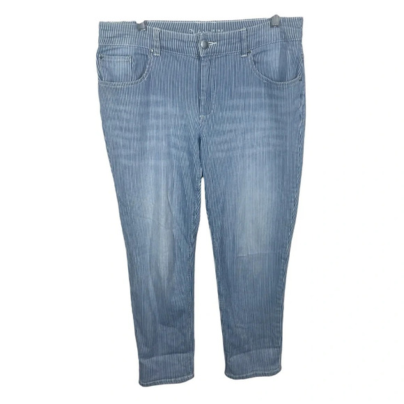 Chicos platinum railroad striped ankle jeans women’s 0.5 (size 6) - Picture 1 of 7